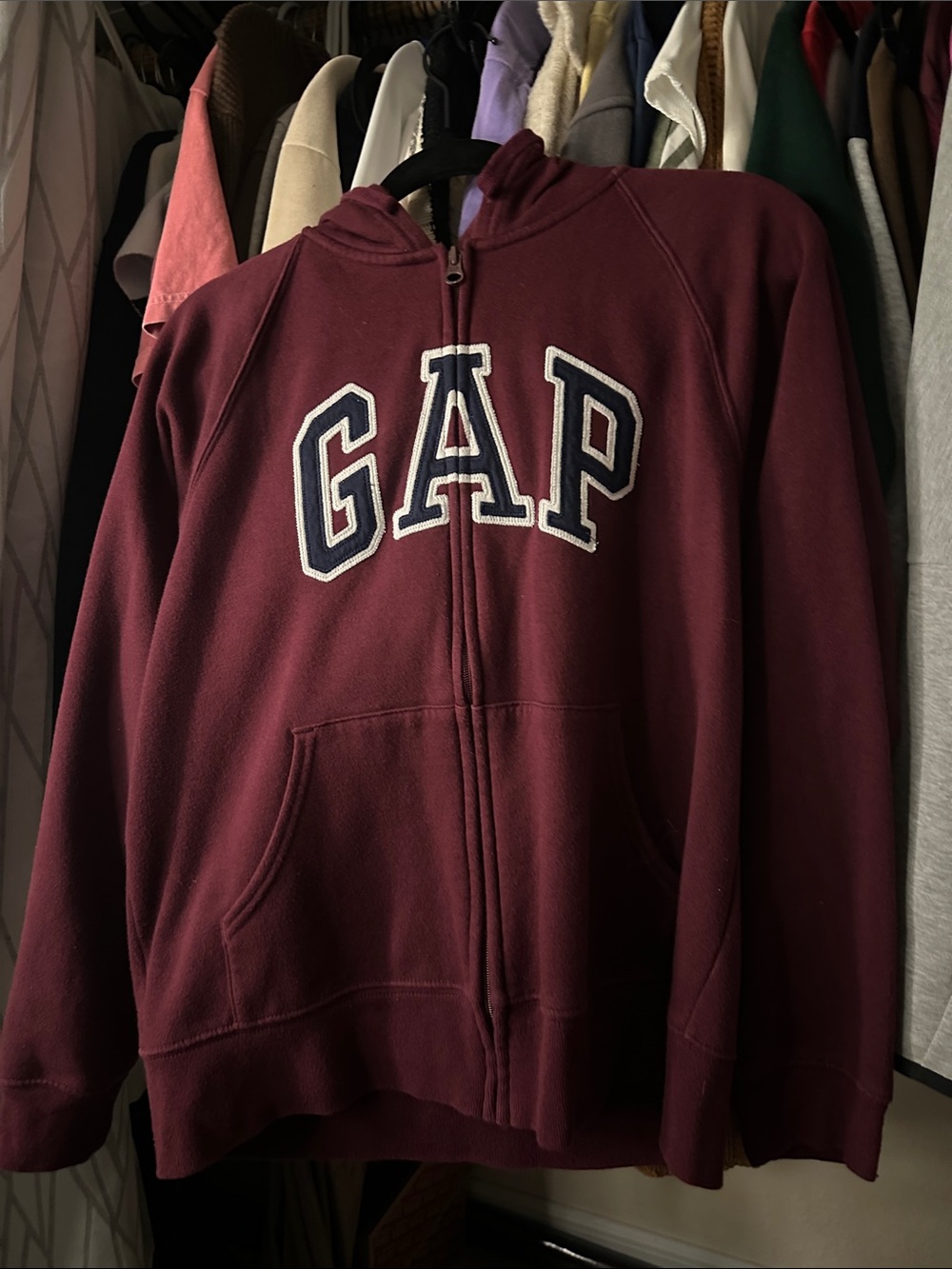 GAP Womens Burgundy Full-Zip Hoodie Jacket